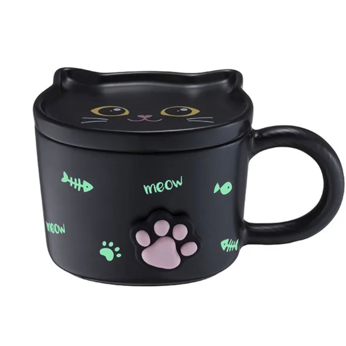 2026 Taiwan Halloween Release Black Cat Glow-in-the-Dark Mug & Lid Set (Ships Early November)