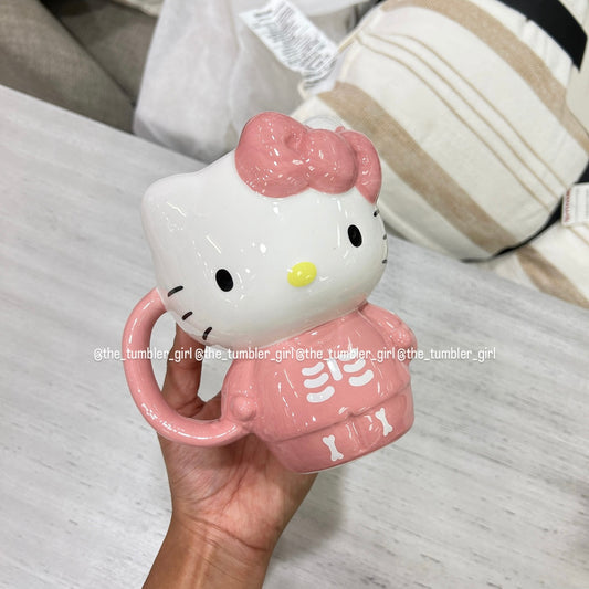 Halloween Hello Kitty PINK Skeleton Figural Mug