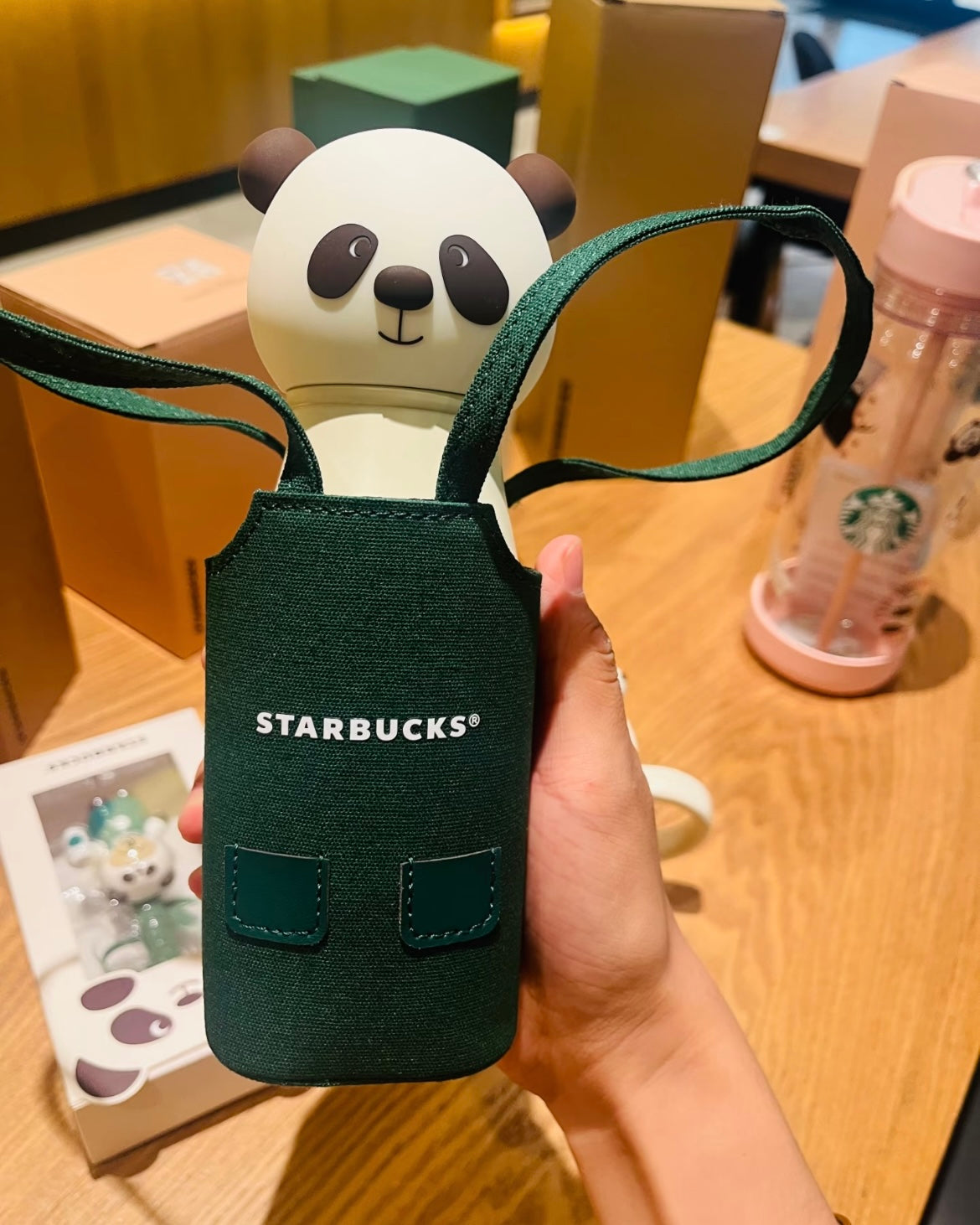 Starbucks China Exclusive Panda 8oz Stainless Steel Tumbler With Green Apron Bag (READY TO SHIP)
