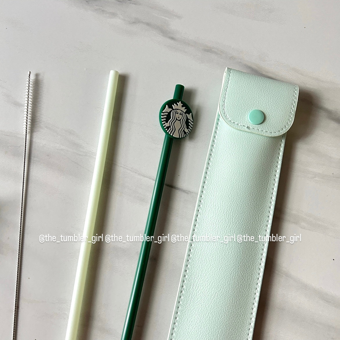 Starbucks China mint straw set with mermaid silicone lid