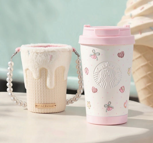 Starbucks China 2026 Summer Dessert Party Series 13oz Stainless Steel Tumbler With Sleeve Holder