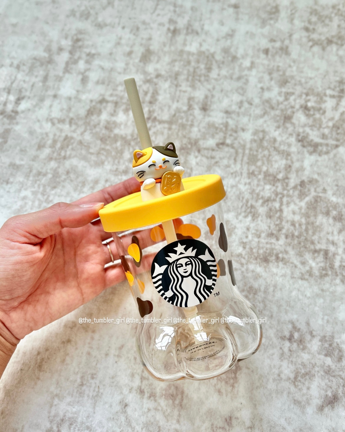 Starbucks Hong Kong Lucky Cat Paw Glass Cold Cup 12.2oz (READY TO SHIP)