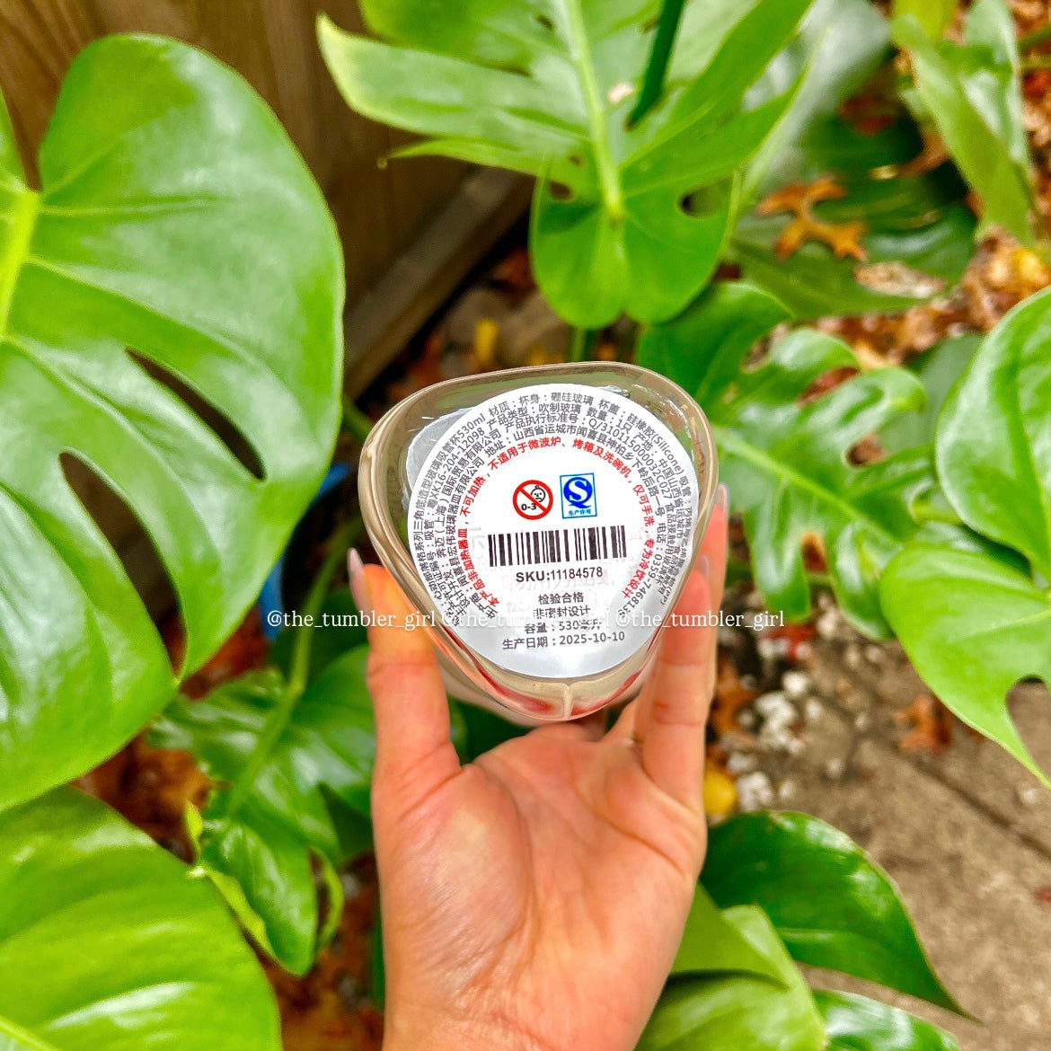 Starbucks China 2025 Holiday 18oz Triangle Glass Cold Cup  (READY TO SHIP)