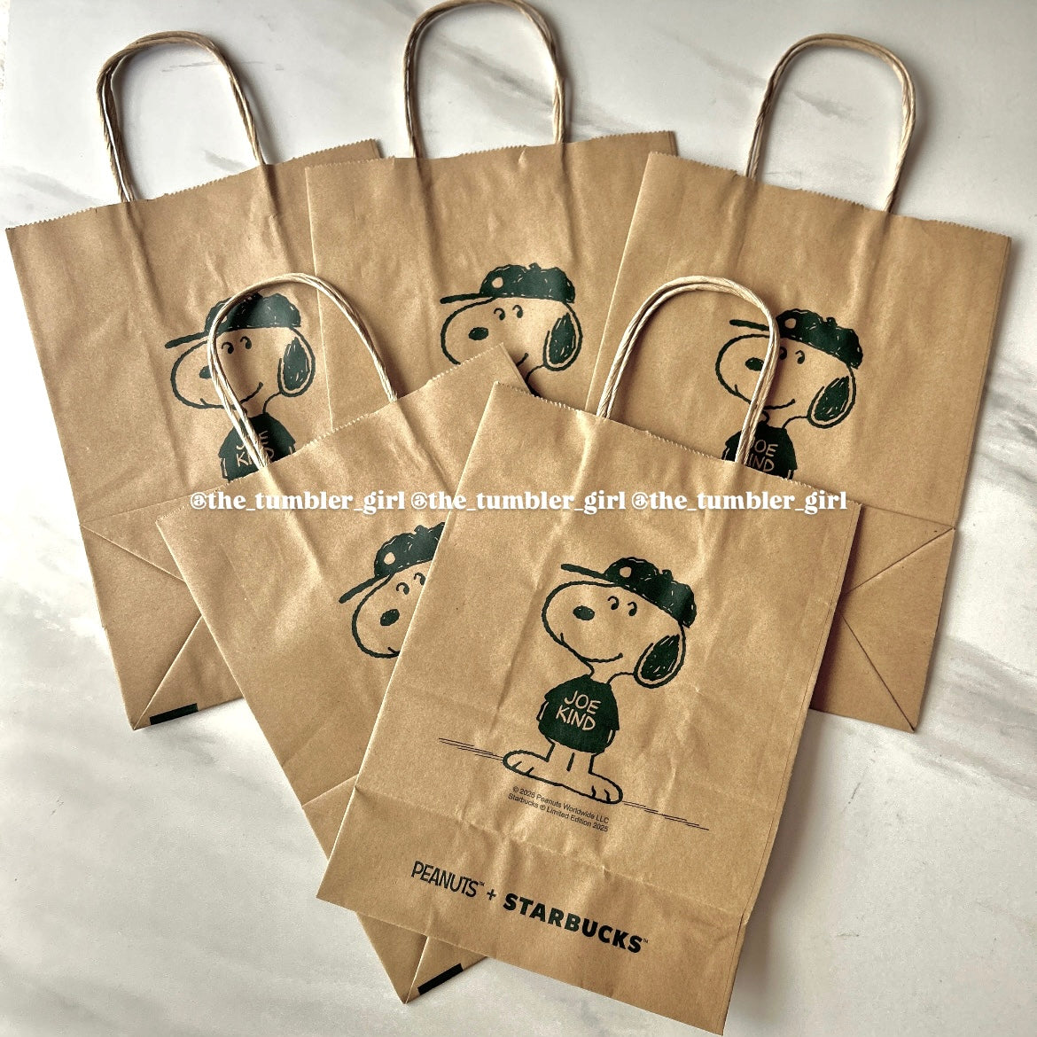 Set of 5 Starbucks Taiwan x PEANUTS Overseas Exclusive Shopping Bags (READY TO SHIP)