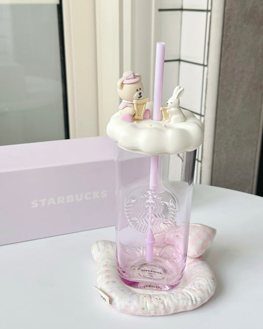 Starbucks China Garden Dance Purple Triangle Bottom 18oz Glass Cold Cup (READY TO SHIP)