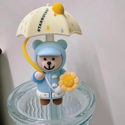 *VERY LIMITED*Starbucks China Rain or Shine Umbrella Bear Straw Topper