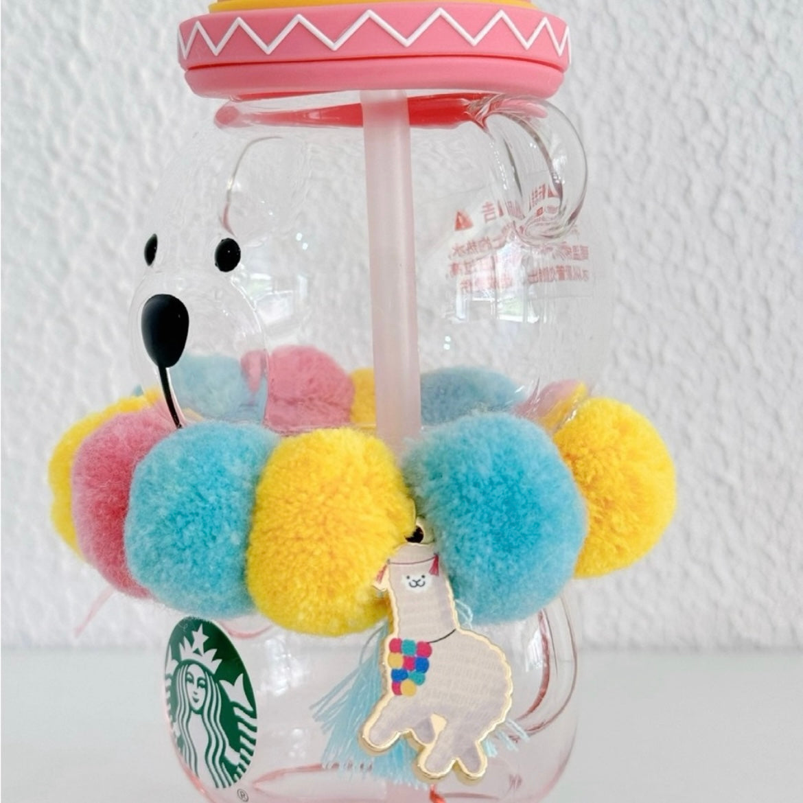 HARD TO FIND Starbucks China Alpaca Bearista Glass Cup 16oz (READY TO SHIP)