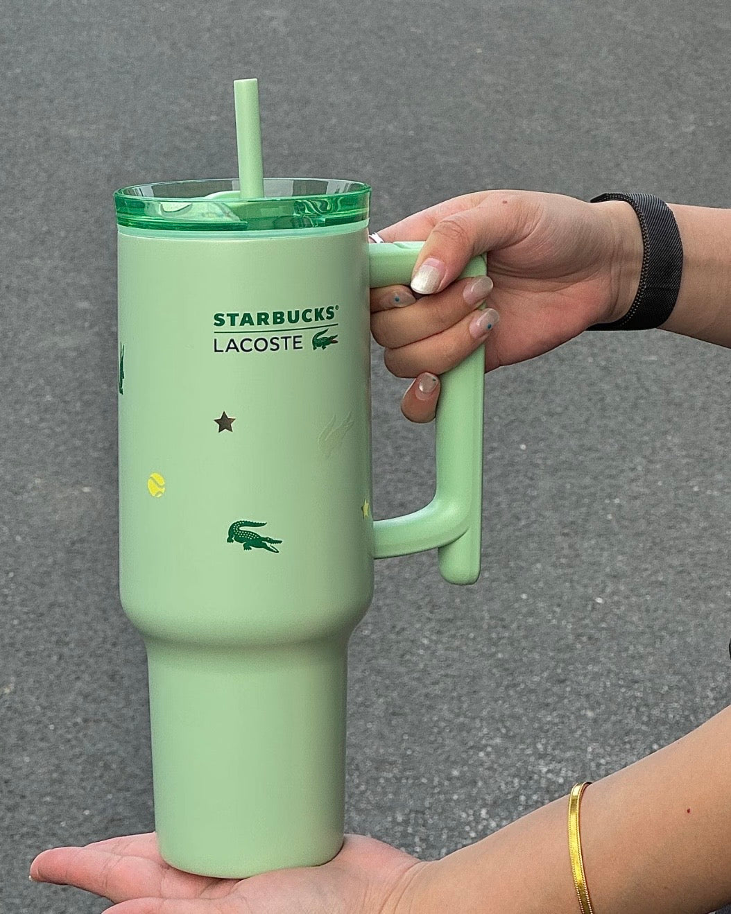 Starbucks China x Lacoste Stainless Steel Tumbler 40oz with Duo-Opening Lid & Cup Sleeve