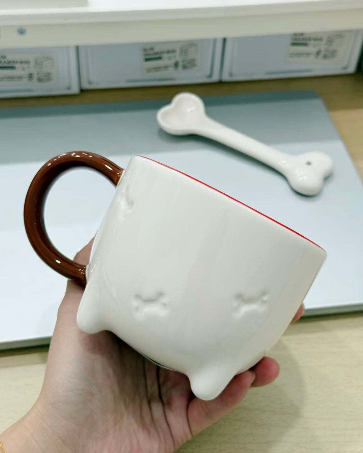 Starbucks China 2026 Paws Series 13oz Dachshund Shaped Ceramic Mug With Stirrer