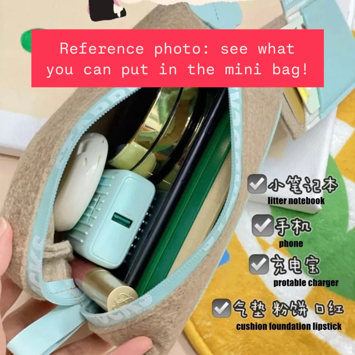 Starbucks China Macaron Felt Storage Bag Phone Makeup Bag With Mini Card Bag