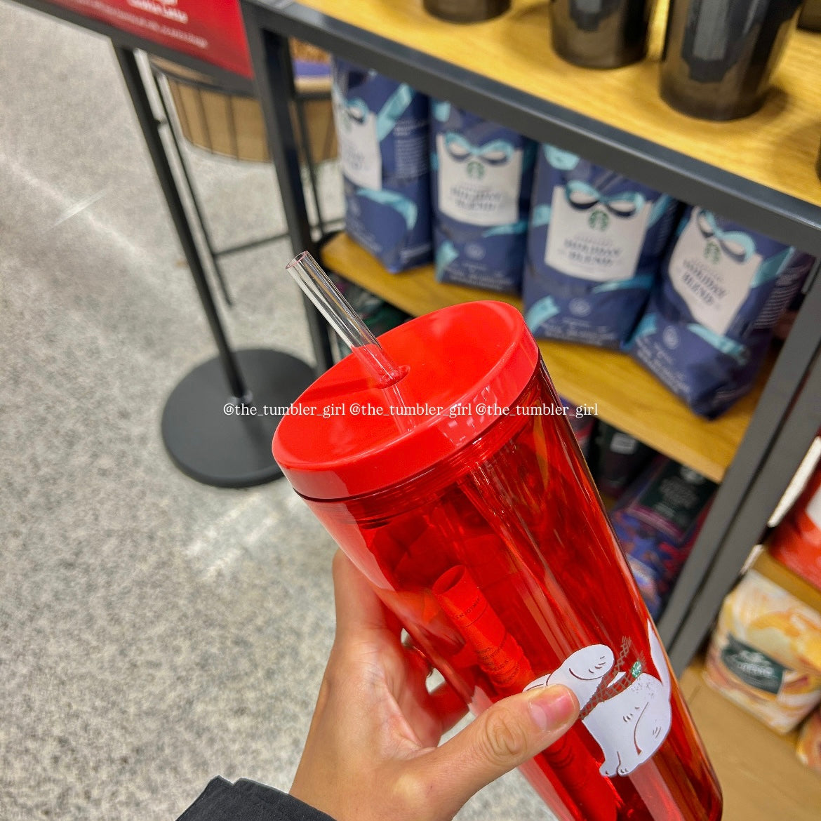Starbucks Red Holiday with White Puppy Plastic Cold Cup Tumbler (READY TO SHIP)