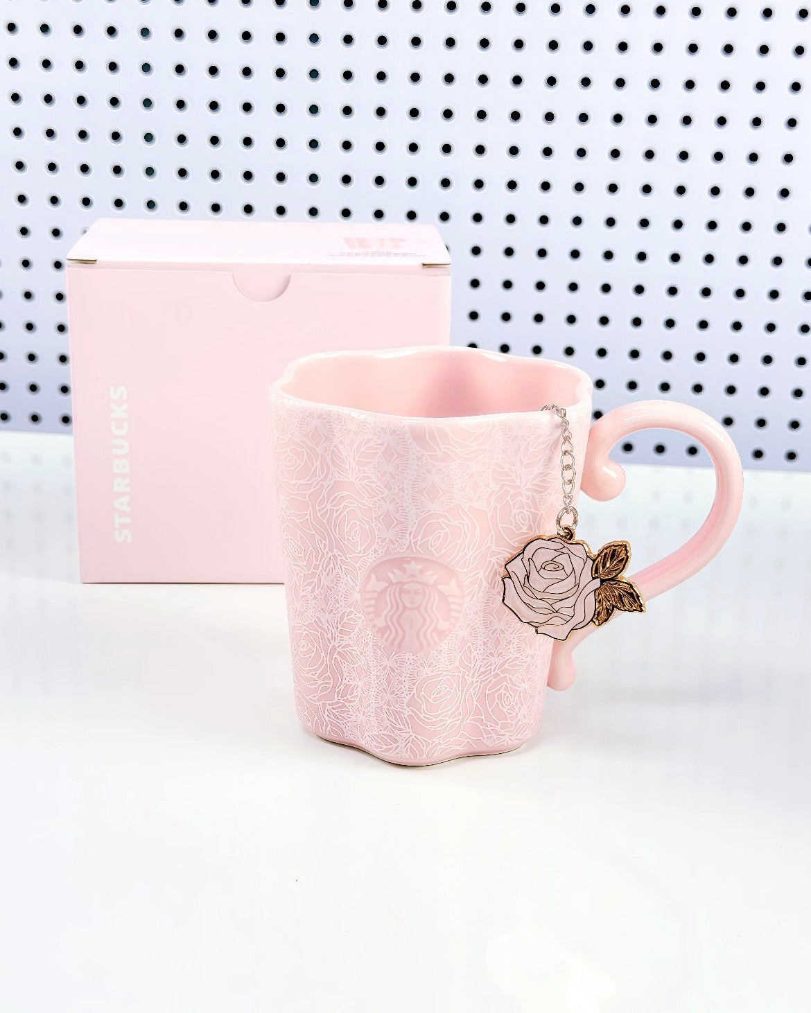 Starbucks China Rose Garden 12oz Pink Mug with Tea Infuser