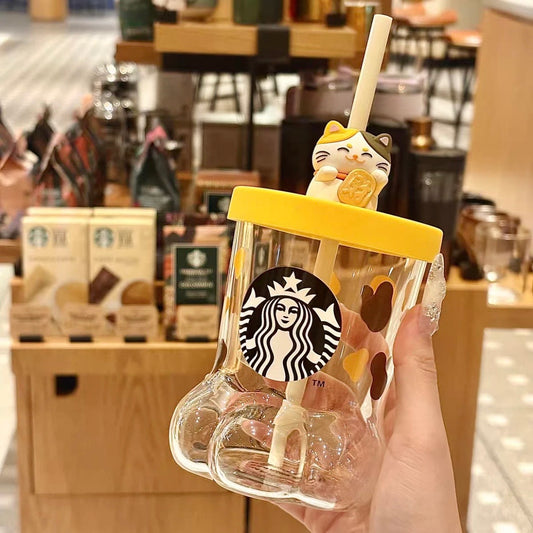 Starbucks Hong Kong Lucky Cat Paw Glass Cold Cup 12.2oz (READY TO SHIP)