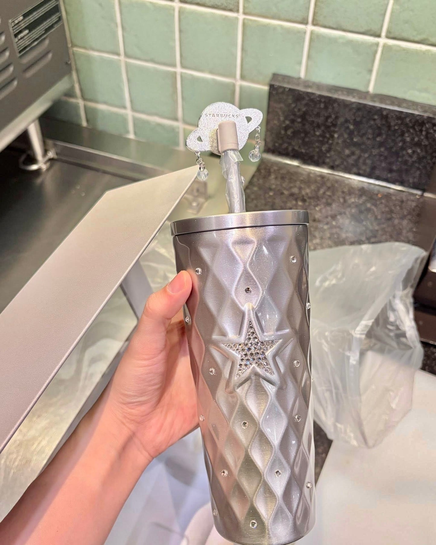 Starbucks China Violet Night Galaxy 20oz Silver Planet Stainless Steel Tumbler