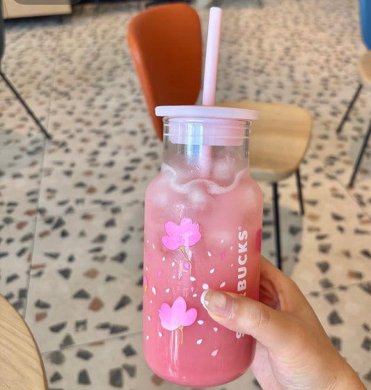 Starbucks China 17oz Cherry Blossom Color-Changing Glass Cold Cup (READY TO SHIP)