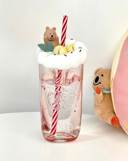 Starbucks China Christmas Animal Carnival 16oz Triangle Glass Cup
