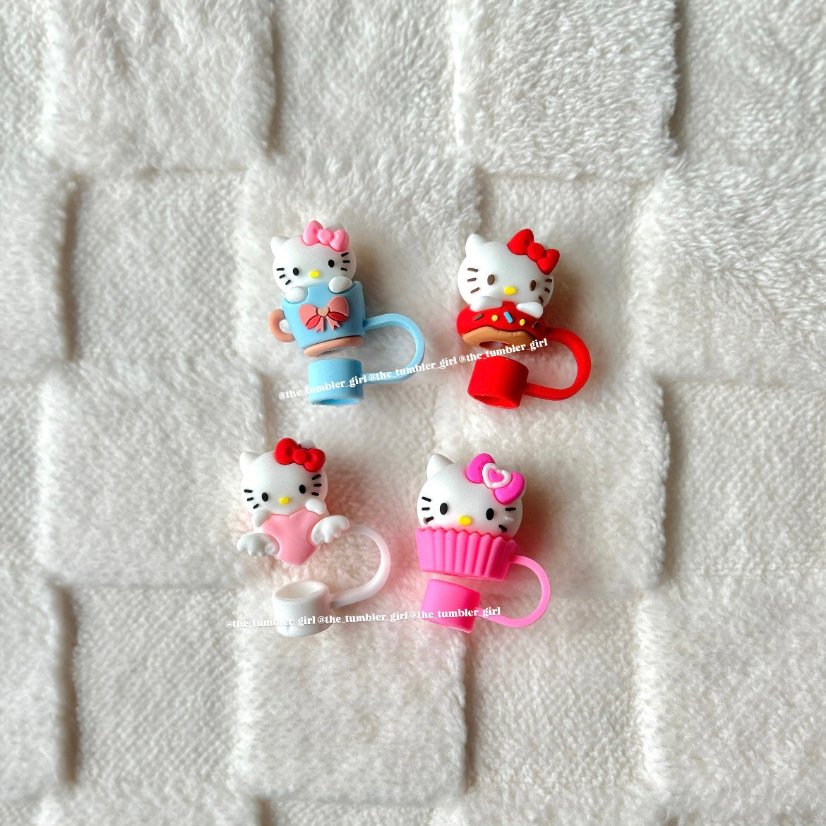 Set of 4 Hello Kitty Straw Topper Covers (For Stanley tumblers)