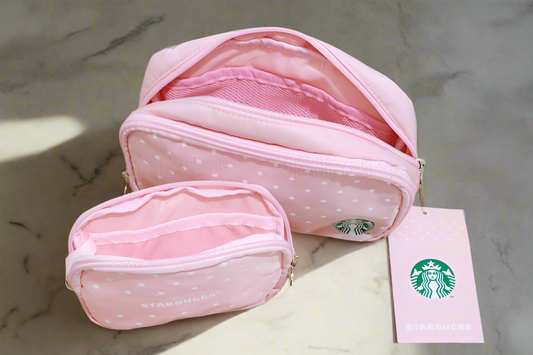 Starbucks Taiwan Exclusive Sakura Pink Versatile Travel Pouch Duo Set