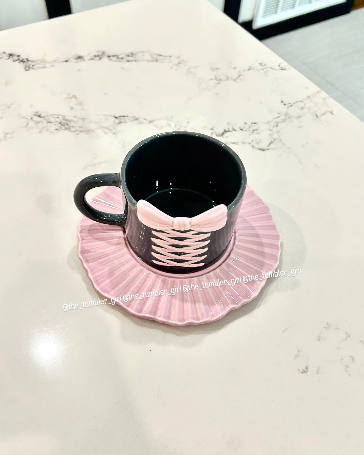 2026 China Exclusive Punk Ballet Pink 10oz Mug and Saucer Set (READY TO SHIP)