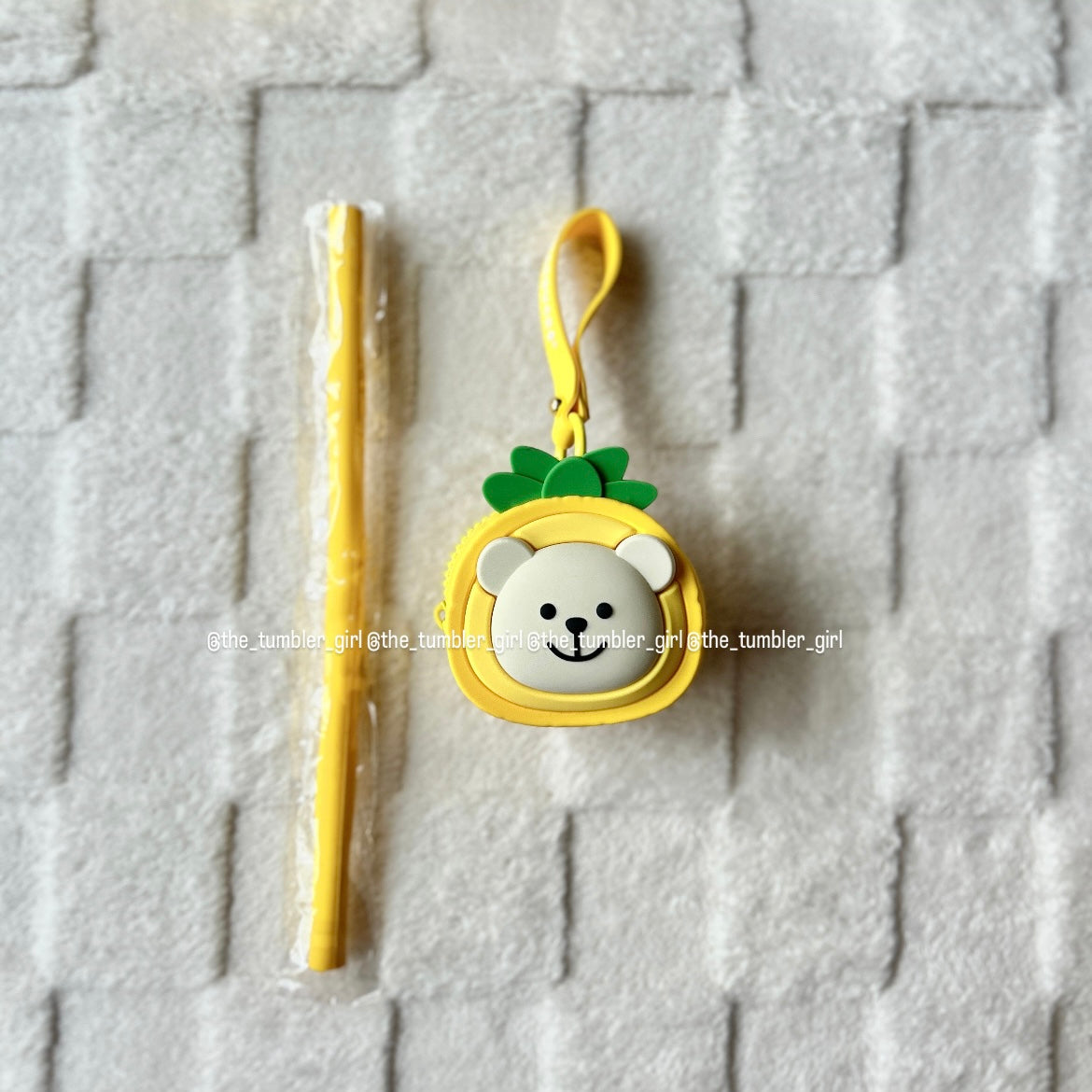 Starbucks China Tropical Pineapple Straw Holder Pouch + Reusable Silicone Straw (READY TO SHIP)