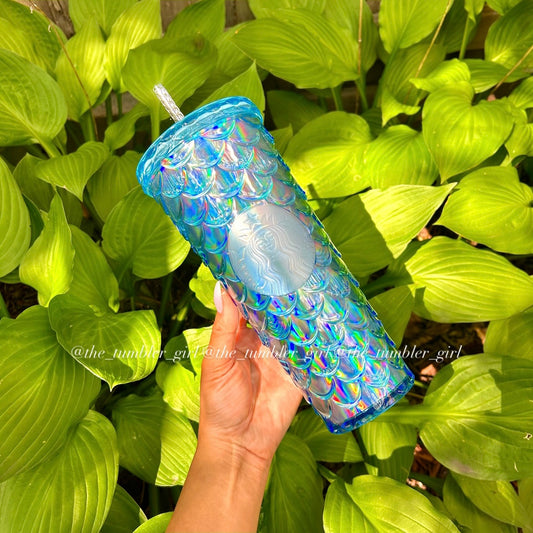 Starbucks Taiwan exclusive blue iridescent scales tumbler