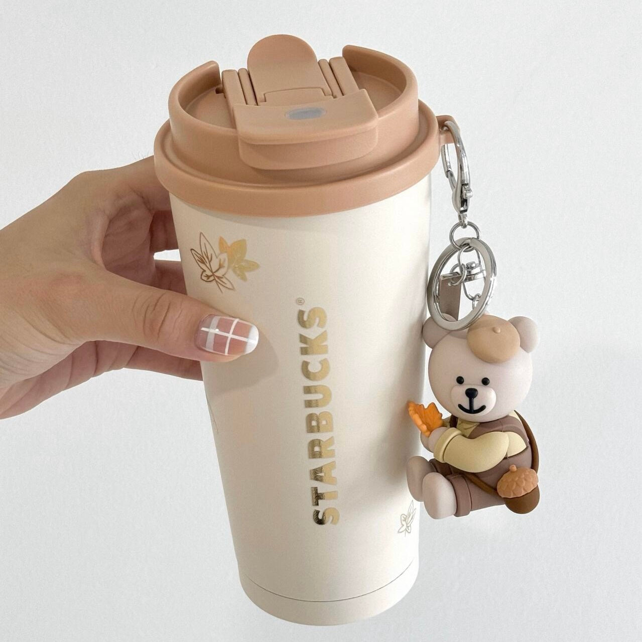 Starbucks China 16oz Autumn Cute Bear Keychain Stainless Steel Tumbler  (READY TO SHIP)