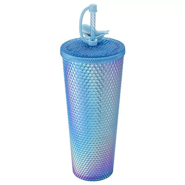 Starbucks Taiwan 2025 “Summer Seaside Series” - 24oz Blue Iridescent Studded Tumbler with Whale Straw Cover (Ships End of April)