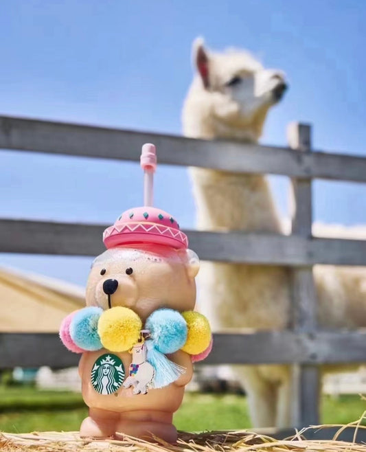 HARD TO FIND Starbucks China Alpaca Bearista Glass Cup 16oz (READY TO SHIP)