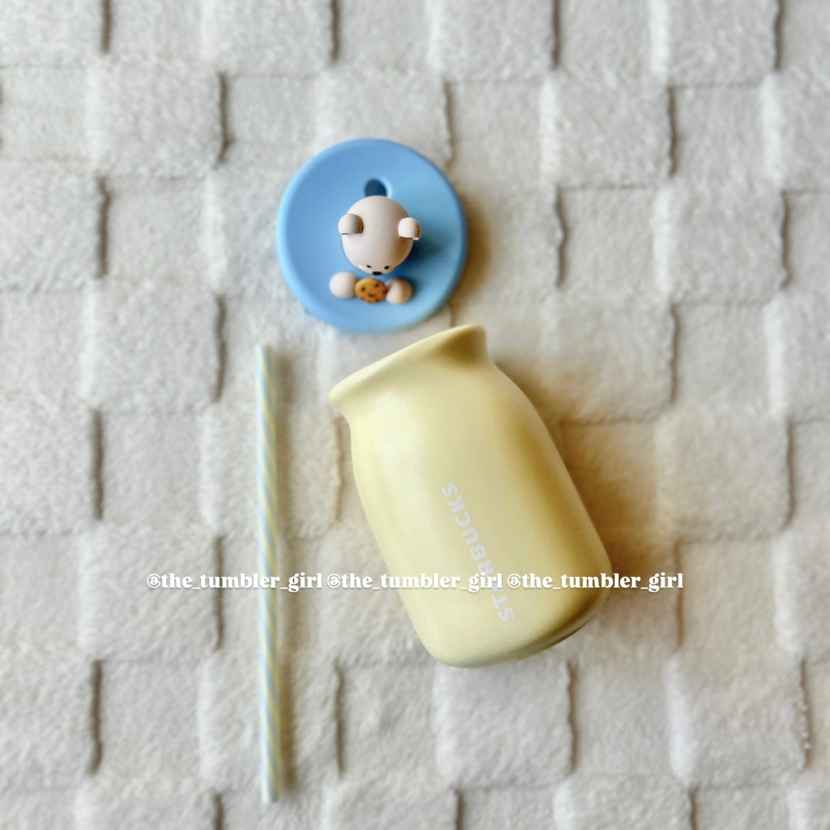 2025 China Exclusive 12oz Butter Bear Ceramic Straw Cup with Silicone Lid (READY TO SHIP)