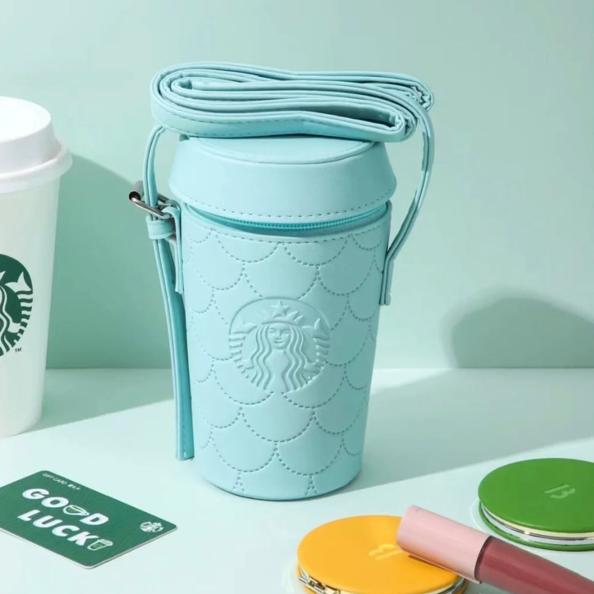 Starbucks China Blue Scale  Cup Shaped Mini Bucket Coin Bag