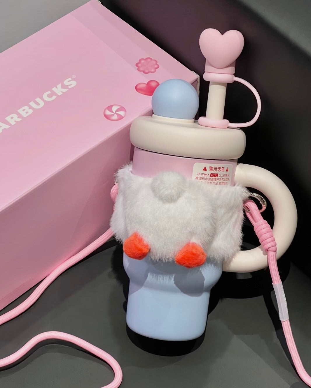 Starbucks 2026 China Valentine’s Day Sweet Duck Stainless Steel Tea Strainer Tumbler + Sleeve 28oz (READY TO SHIP)