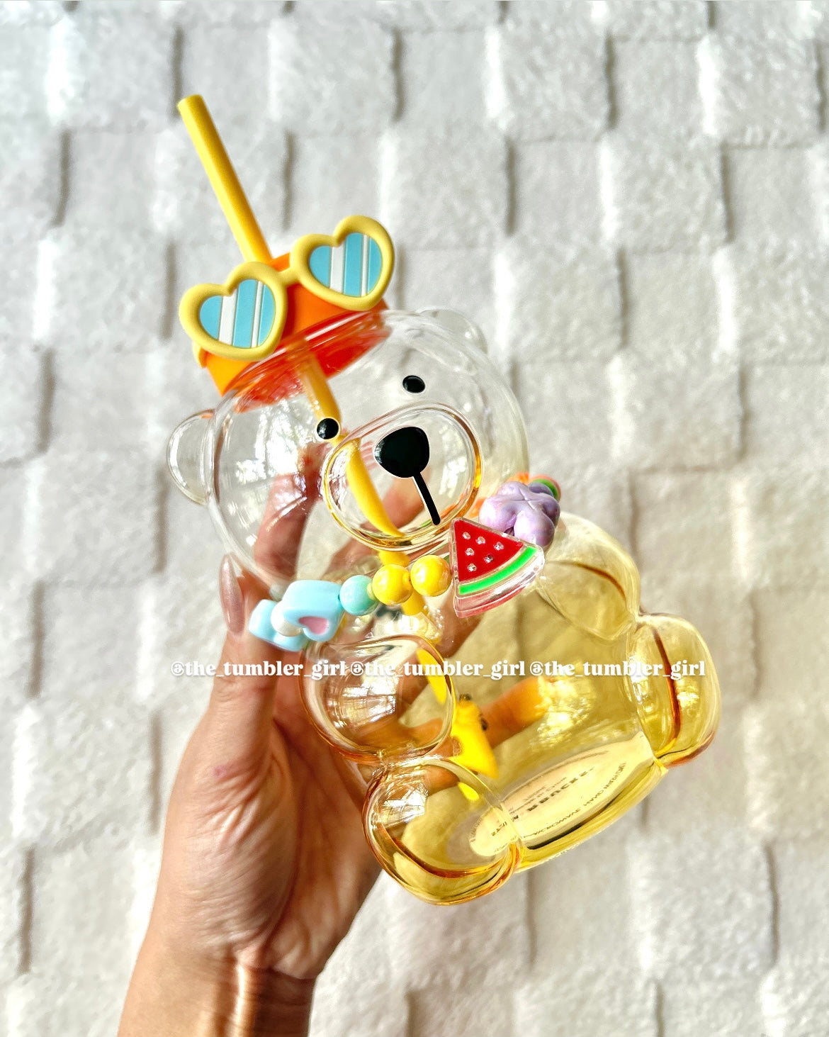 Starbucks China Exclusive 25oz Summer Tropical Cute Bear Glass Cold Cup (READY TO SHIP)