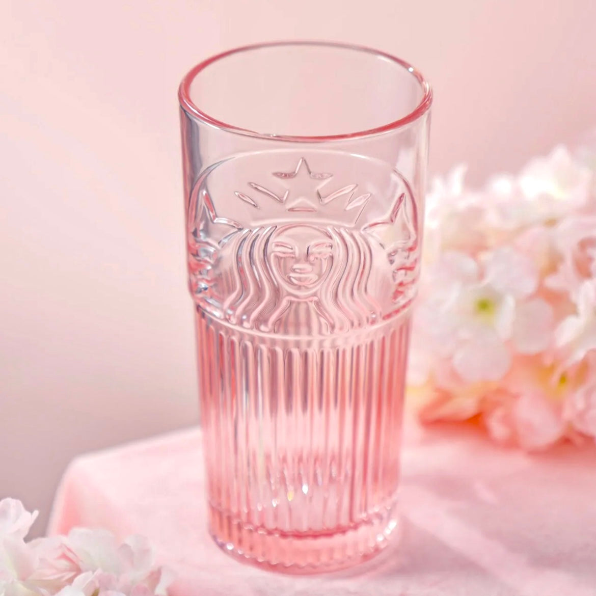 Starbucks China Exclusive 18oz Sakura Cherry Blossom Pink Glass Cold Cup (READY TO SHIP)