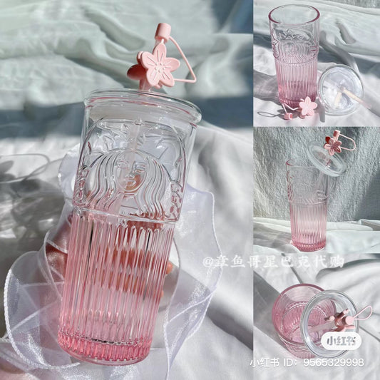 Starbucks China Exclusive Pink Ombré Glass Cup 18oz