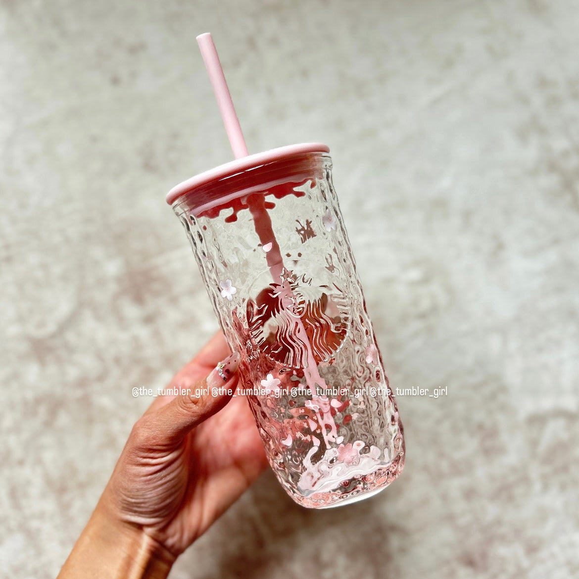 Starbucks Asia Exclusive Sakura Cherry Blossom Triangle Glass Cold Cup 16oz  (READY TO SHIP)