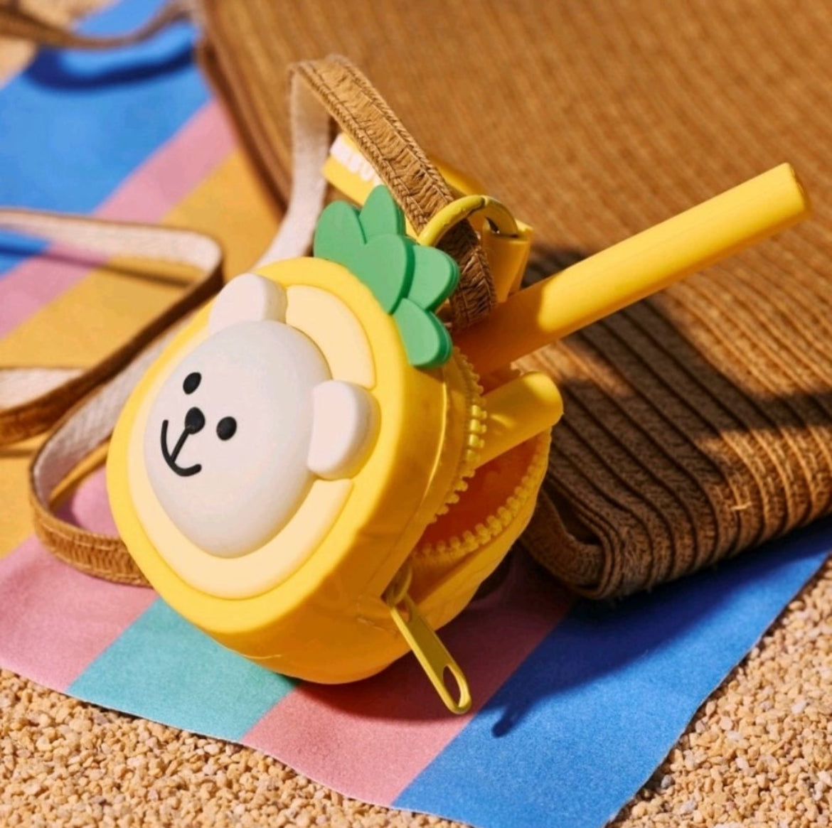 Starbucks China Tropical Pineapple Straw Holder Pouch + Reusable Silicone Straw (READY TO SHIP)