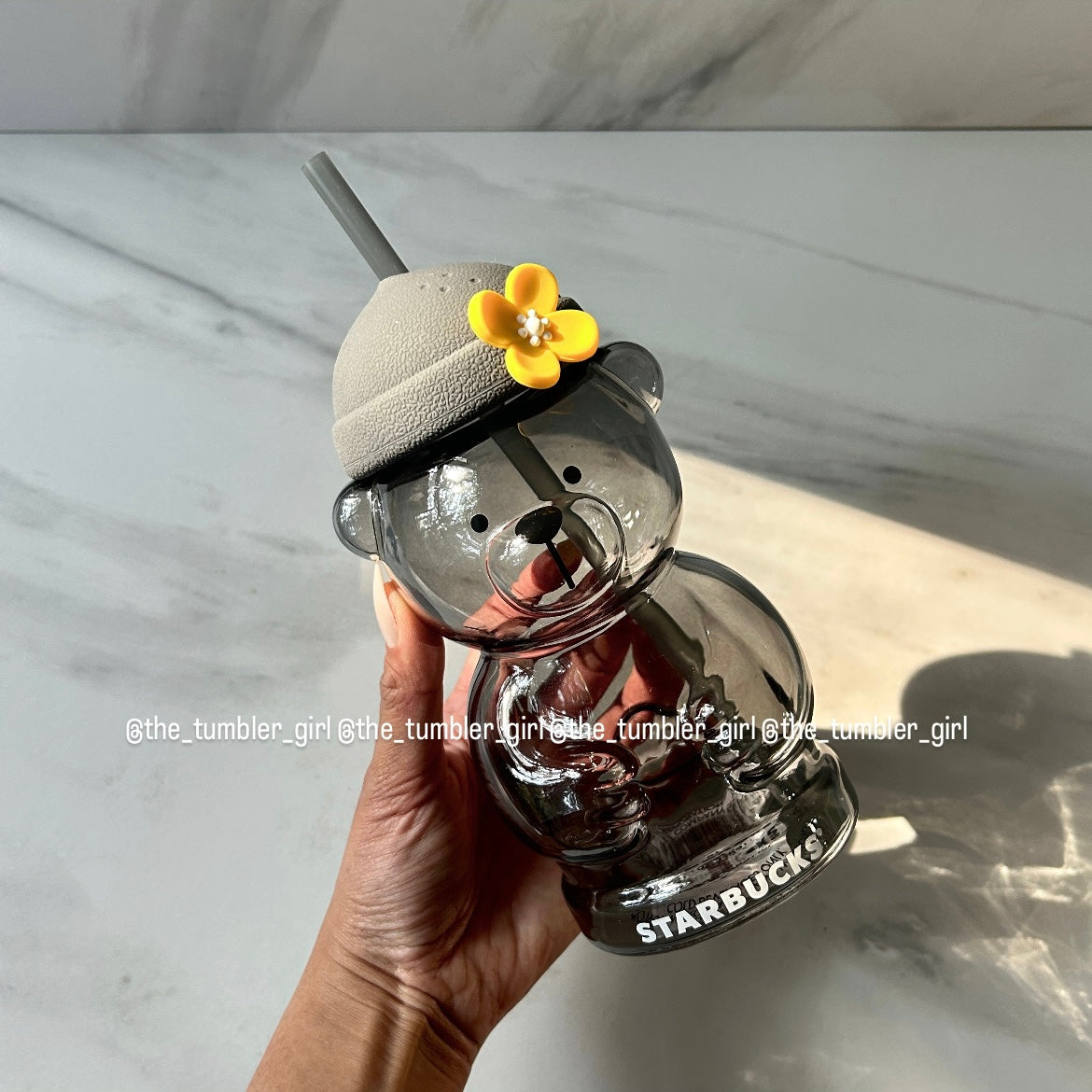 Starbucks Korea exclusive LIMITED EDITION smoky grey bearista glass cup 19oz