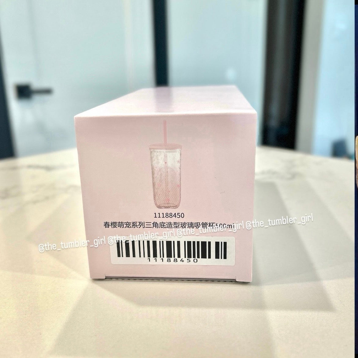 2026 China Release 16oz Sakura Triangular-Shaped Glass Cold Cup (READY TO SHIP)