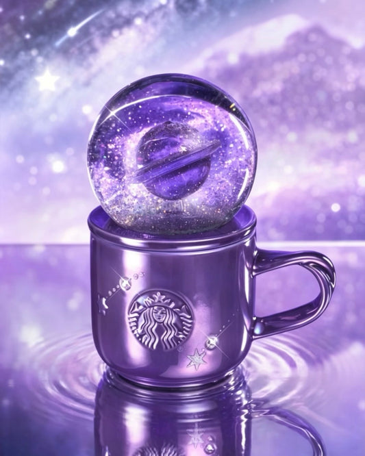 Starbucks China Violet Night Galaxy 9oz Planet-Shaped Crystal Ball Mug