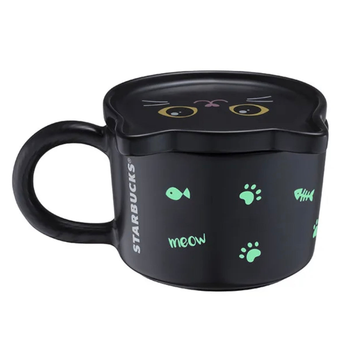 2026 Taiwan Halloween Release Black Cat Glow-in-the-Dark Mug & Lid Set (Ships Early November)