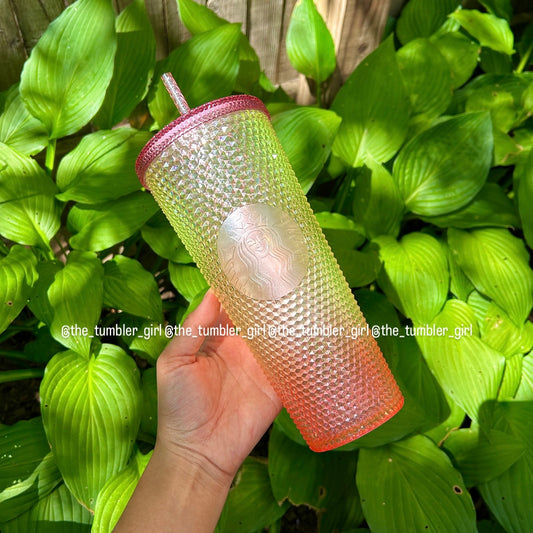 Starbucks 2024 Taiwan Summer Yellow Pink Bling 24oz Studded