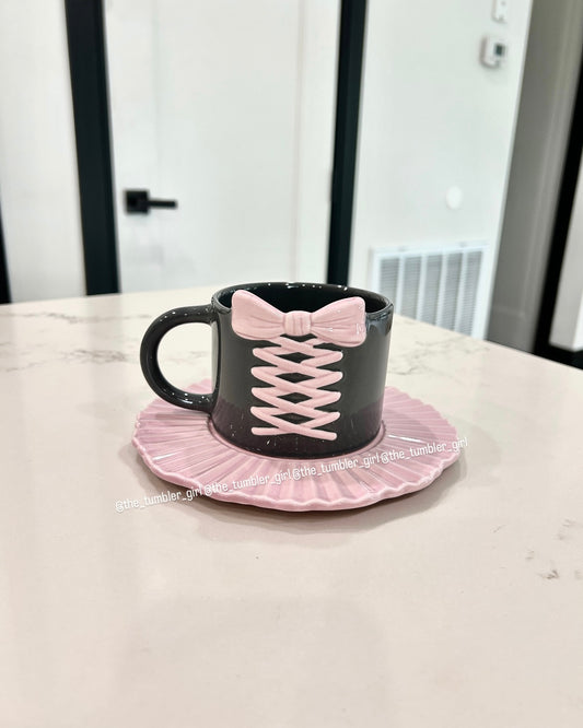 2026 China Exclusive Punk Ballet Pink 10oz Mug and Saucer Set (READY TO SHIP)