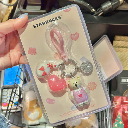 Starbucks Taiwan Pink Bearista & Sweet Duck Keychain (Ships Late March)