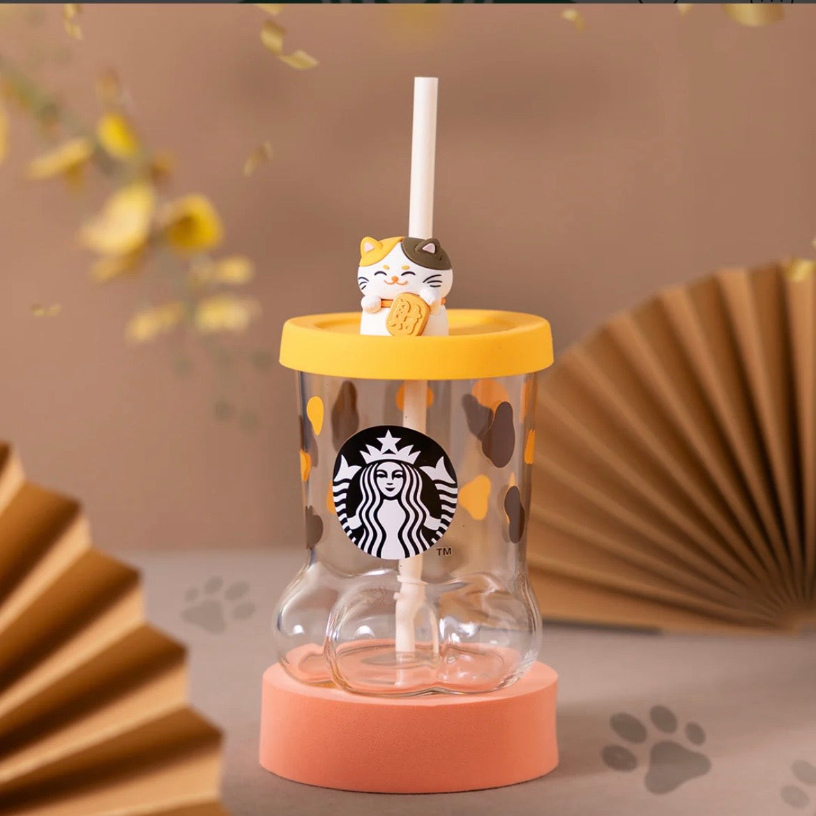 Starbucks Hong Kong Lucky Cat Paw Glass Cold Cup 12.2oz (READY TO SHIP)