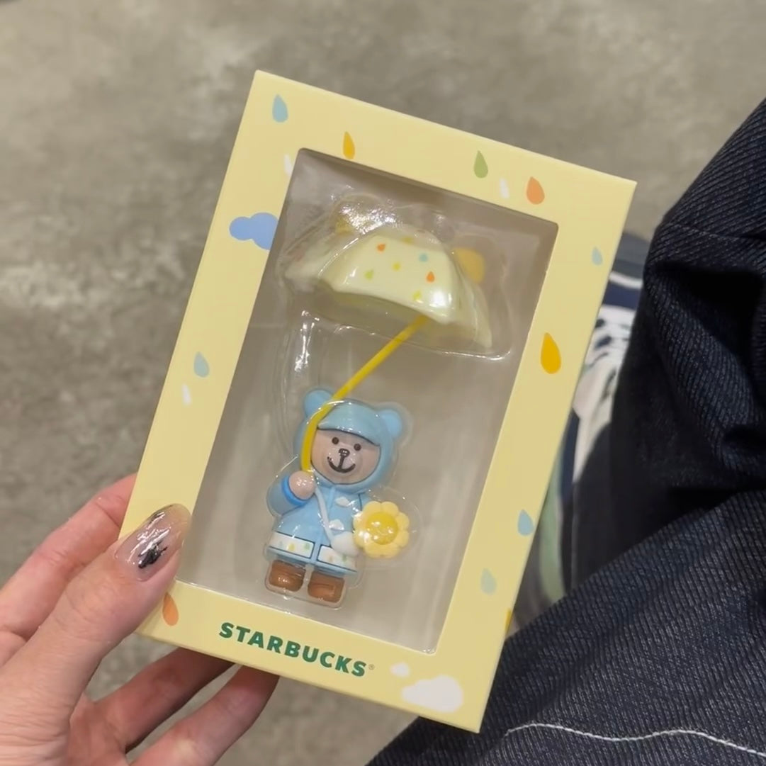 *VERY LIMITED*Starbucks China Rain or Shine Umbrella Bear Straw Topper