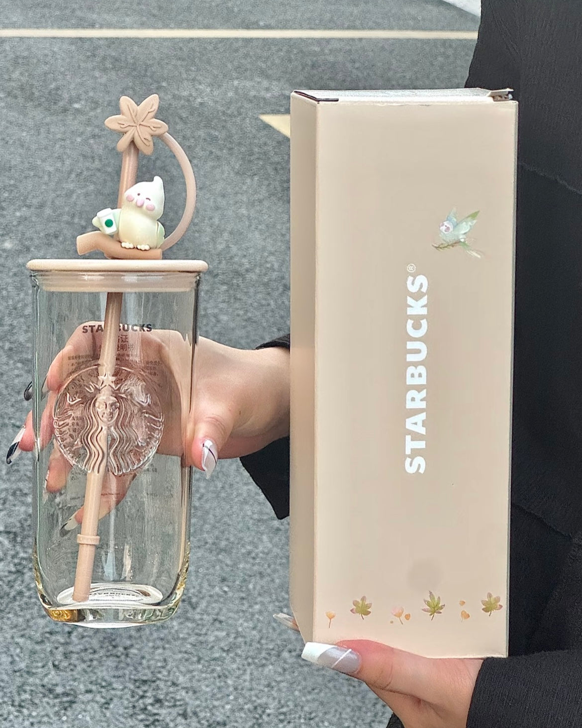 Starbucks China 18oz Farmer Bird Triangle Glass Cup (READY TO SHIP)