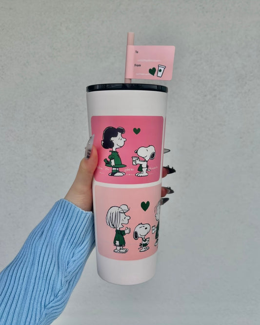 Starbucks Taiwan x PEANUTS 24oz Friendship Pink Stainless Steel Tumbler (READY TO SHIP)