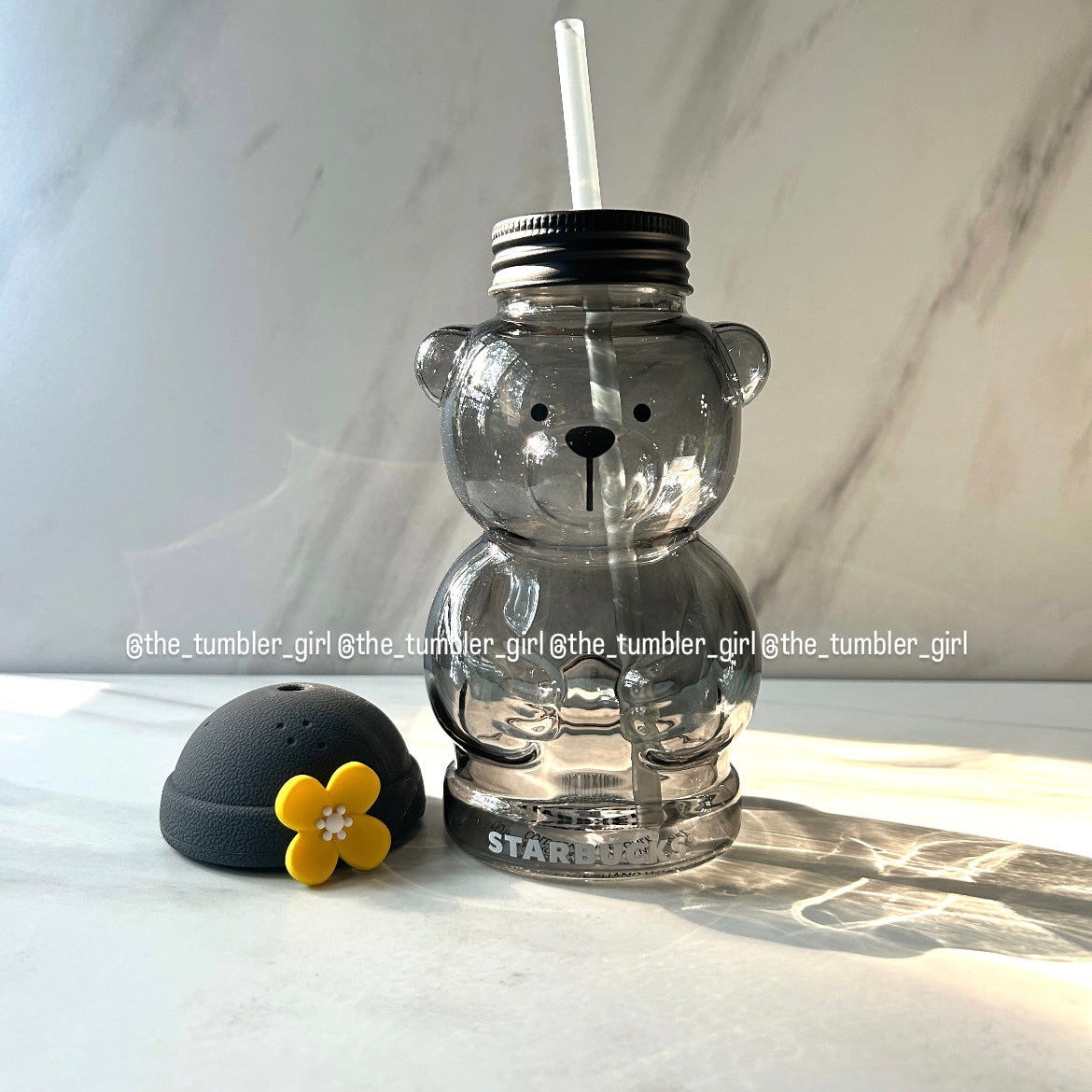 Starbucks Korea exclusive LIMITED EDITION smoky grey bearista glass cup 19oz