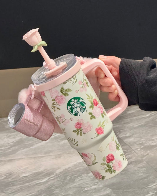 Starbucks China Floral Stainless Steel Cup 31oz with Dual-Opening Lid & Cup Charm (READY TO SHIP)