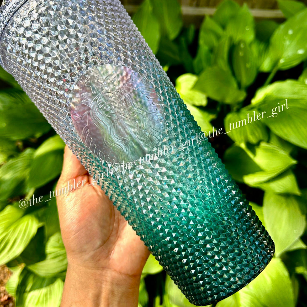 Starbucks Taiwan Exclusive Mint Gradient Studded Tumbler w/ Crown Straw Topper